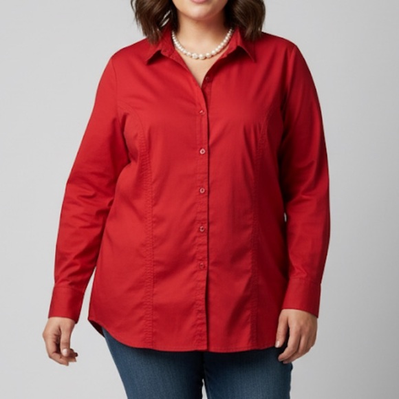 Penningtons Red Button Down Shirt - Picture 1 of 10